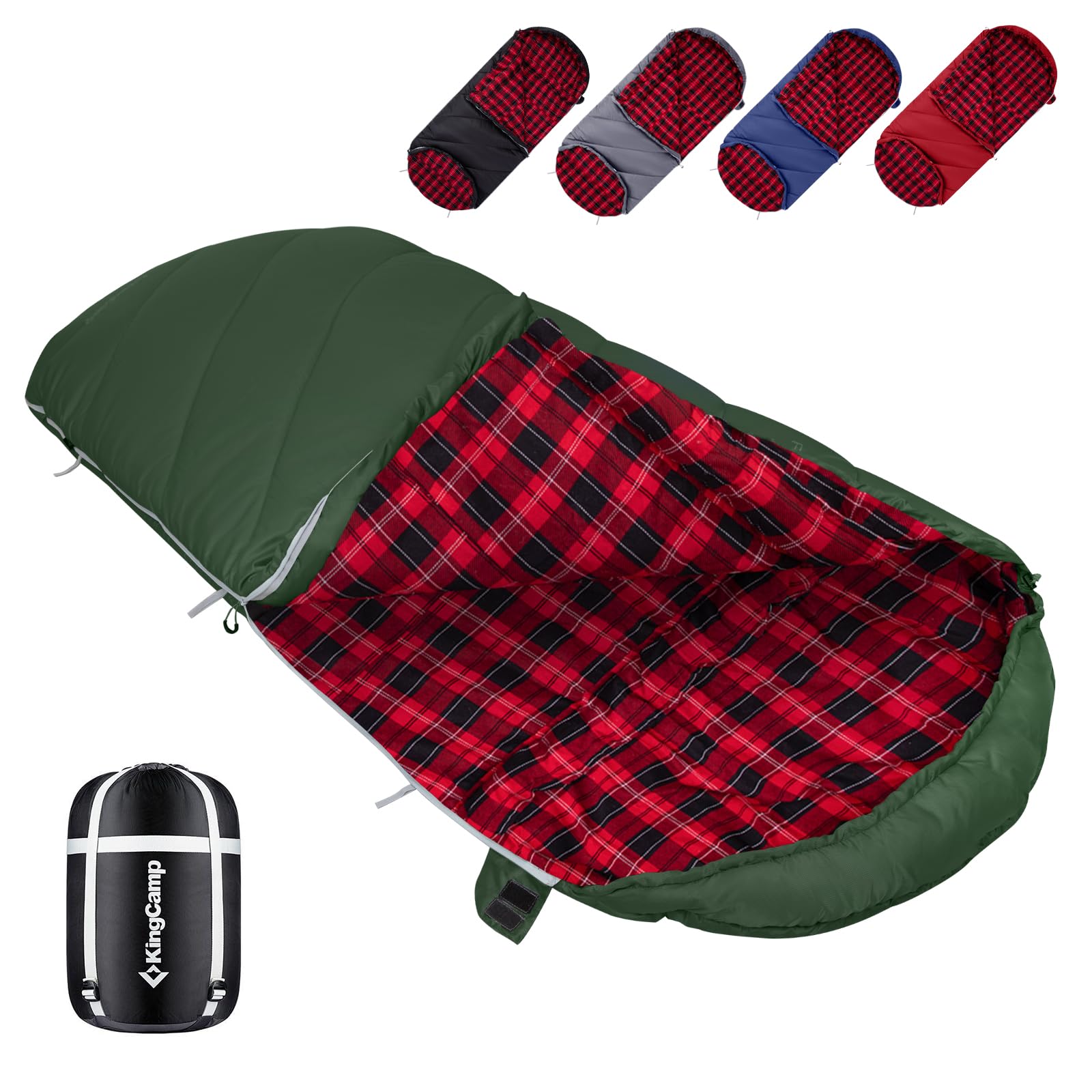 Amazon.co.jp: KingCamp 寝袋 大人用 超ワイドフランネル寝袋 キャンプ